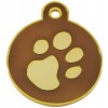 Médaille chien personnalisée trace patte forme ronde marron