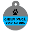 Médaille personnalisée chien pucé grise et bleue