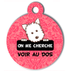 Médaille personnalisée chien On me cherche Atoo baroque rose