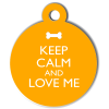 Médaille personnalisée chien Keep Calm orange ronde