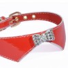 Collier & laisse chien cuir rouge noeud strass
