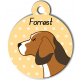 Médaille personnalisée jaune chien marron clair tâches marron foncé et blanches