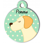 Médaille personnalisée vert pour chien crème et abricot 