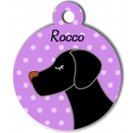 Médaille personnalisée violet pour chien noir