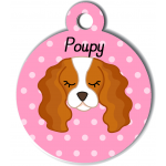 Médaille personnalisée rose pour chien blanc et marron clair