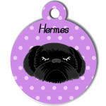 Médaille personnalisée violet chien noir poils longs