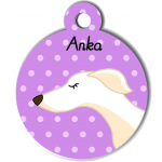 Médaille personnalisée violet chien fin blanc
