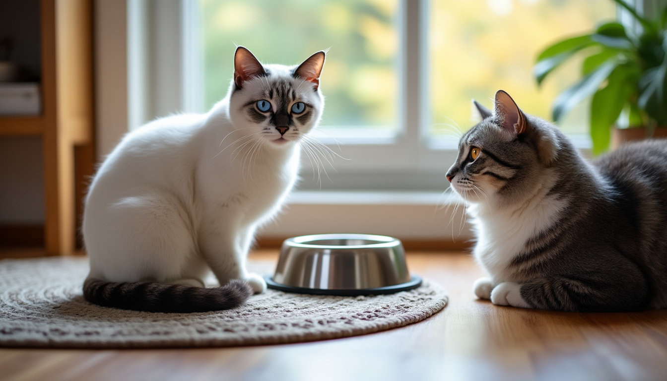 découvrez comment gérer le comportement de votre chat qui mange les croquettes du chaton et assurez une alimentation équilibrée pour vos animaux.