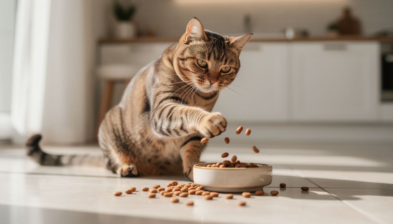découvrez pourquoi votre chat disperse des croquettes en mangeant et comment comprendre ce comportement.
